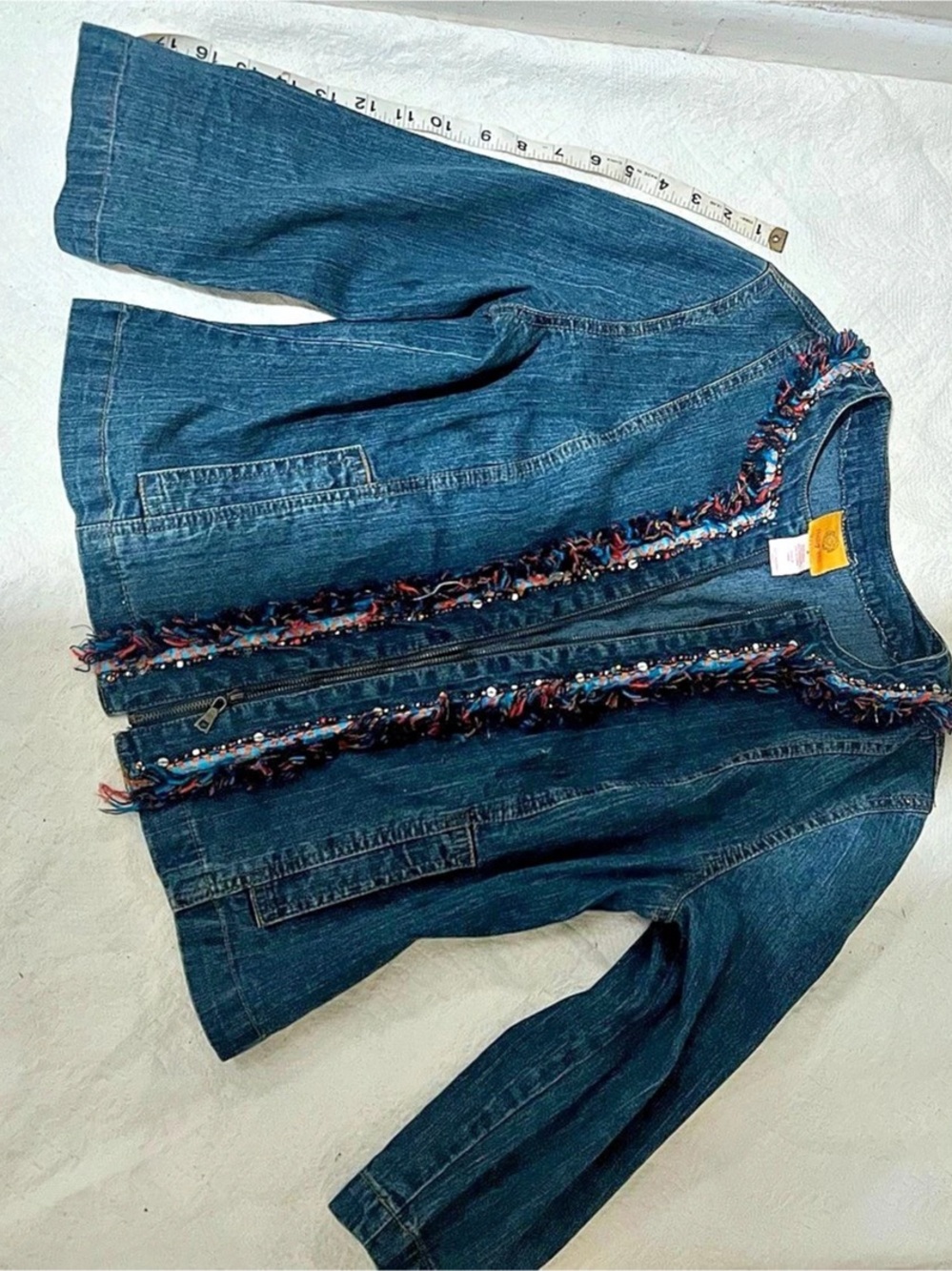 Ruby Rd. Women's Blue Denim Fringe Trim Jacket